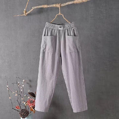 Tahlia™ - Casual Cotton Linen Trousers with Elasticated Waist