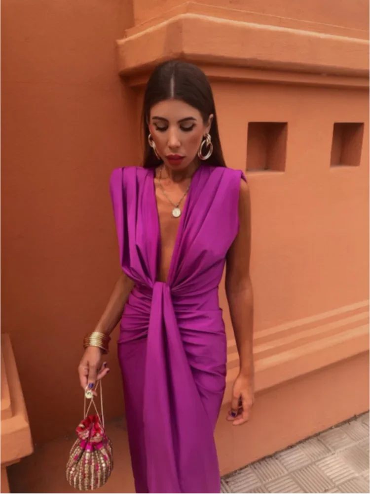 Eliza - Attractive Deep V-Neck Dress