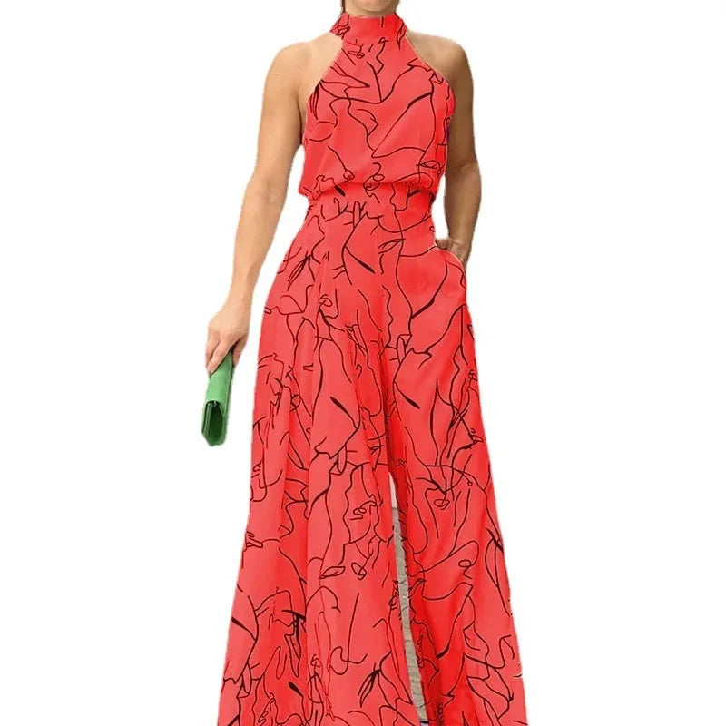 Hazel™ - Stylish Sleeveless Halter Neck Printed Jumpsuit