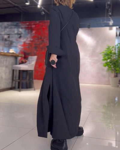 Eloise™ - Comfortable Loose Long Dress With Side Slit Lapel