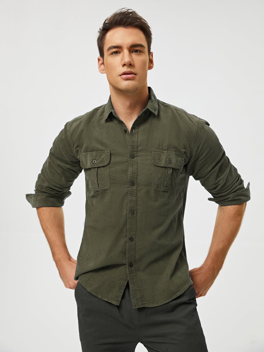 Alex™ - Classic Comfortable Multi-Pocket Corduroy Shirt