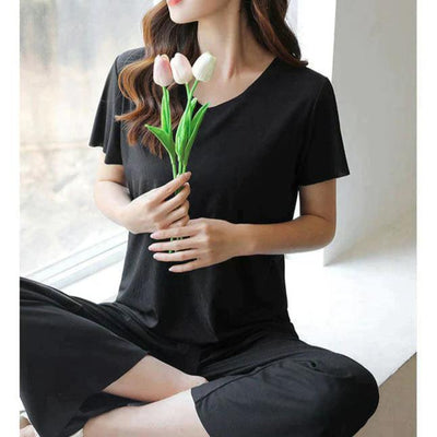 Ivy™ - Soft Ice Silk T-Shirt with Pants Set