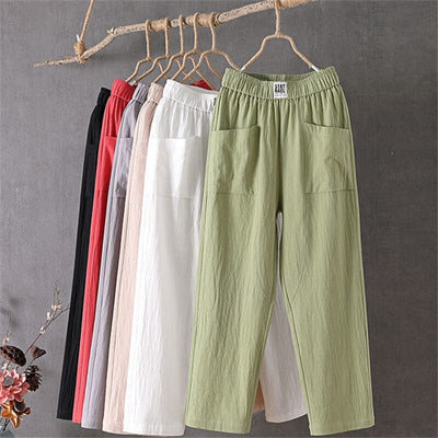 Tahlia™ - Casual Cotton Linen Trousers with Elasticated Waist